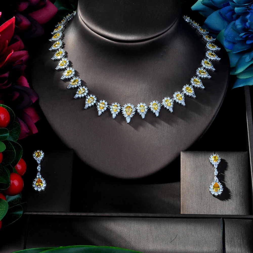 

Fashion Exclusive Luxury AAA Cubic Zirconia Heavy Necklace ,Drop Earrings 2 pcs Dubai Full Jewelry Set, Dinner Set N-204