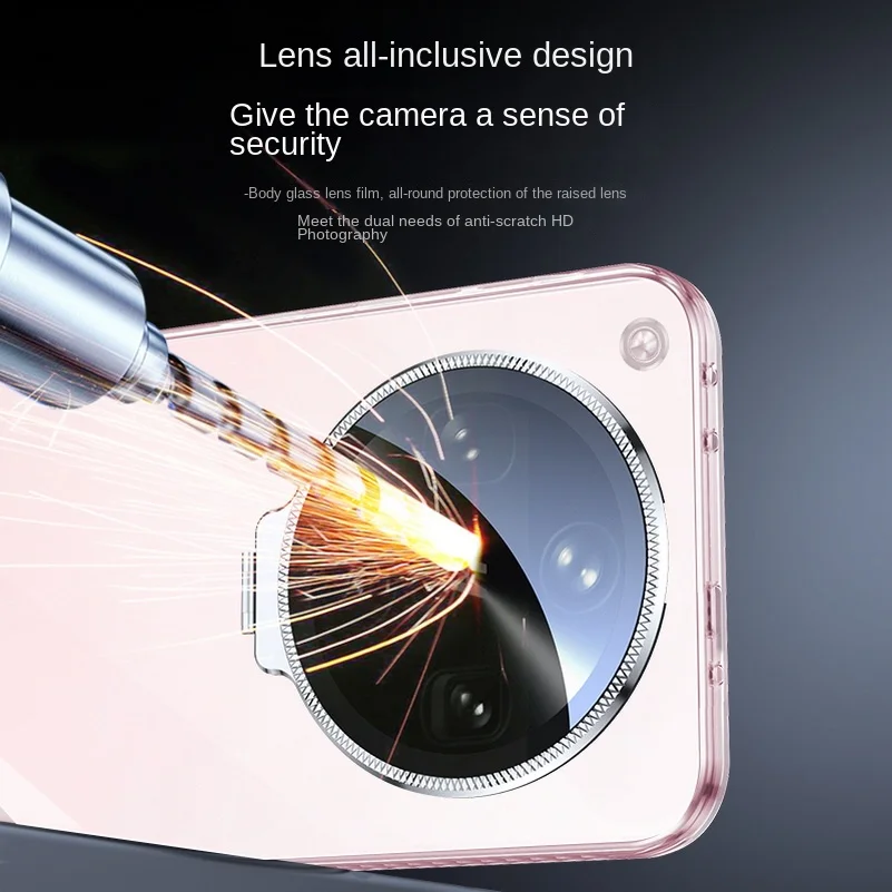 Clear Anti-Yellowing Metal Lens Protective Tempered Glass Phone Case Back Cover