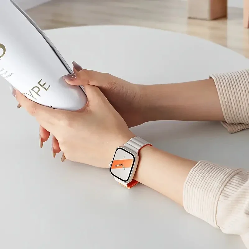 Magnetic silicone watch band for Apple Watch 38/40/41mm42/44/45/49mm, sport loop men's women's watch band for iWatch 987654321Se