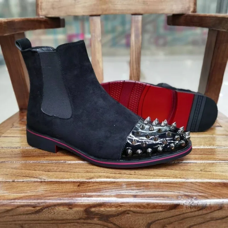 Botas Chelsea De suela roja para Hombre, botines cortos De