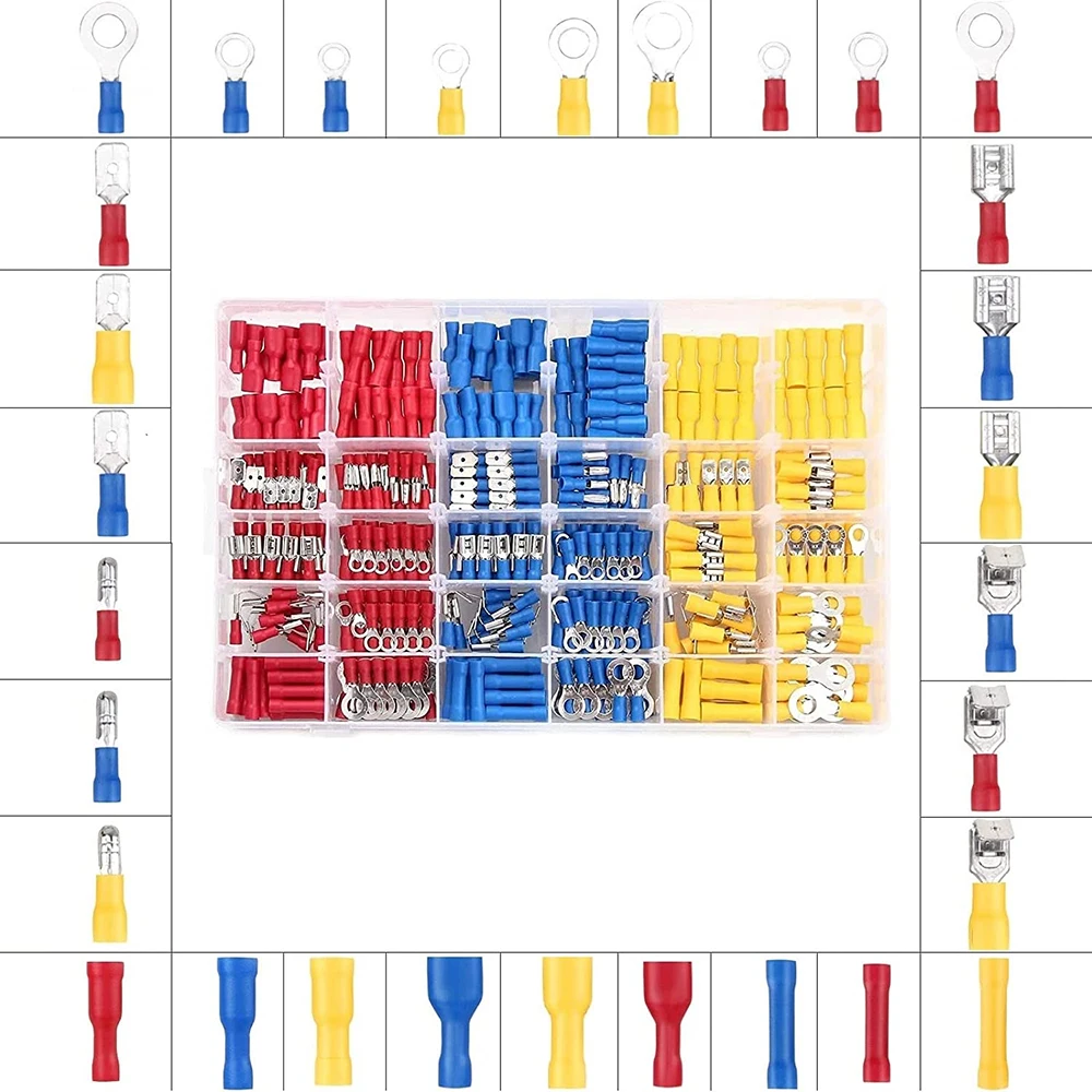 절연 터미널 커넥터 와이어, 케이블, 링, 헤어 클립 및 스페이드 러그 키트, PVC 포장용 구리 터미널 커넥터, 480 개