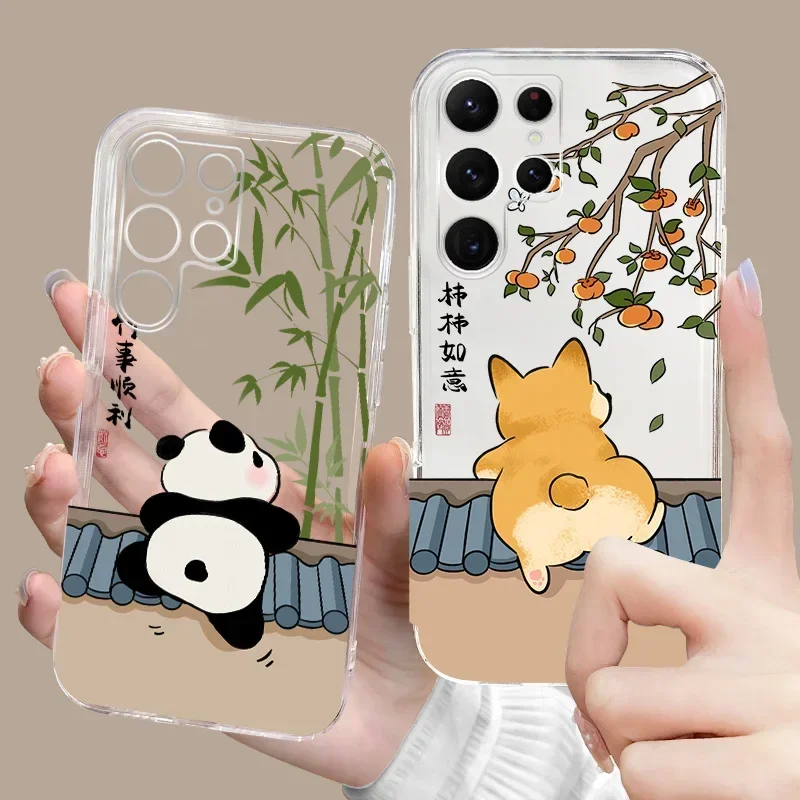 Cartoon Cat Dog Panda Clear Phone Case - Transparent Protective Cover