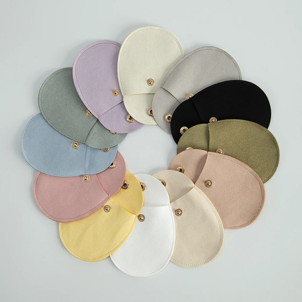 50pcs Cream Microfiber Button Pouch Small Suede Bags Custom logo Necklace Earring Jewelry Christmas Wedding Gift Packaging Pouch
