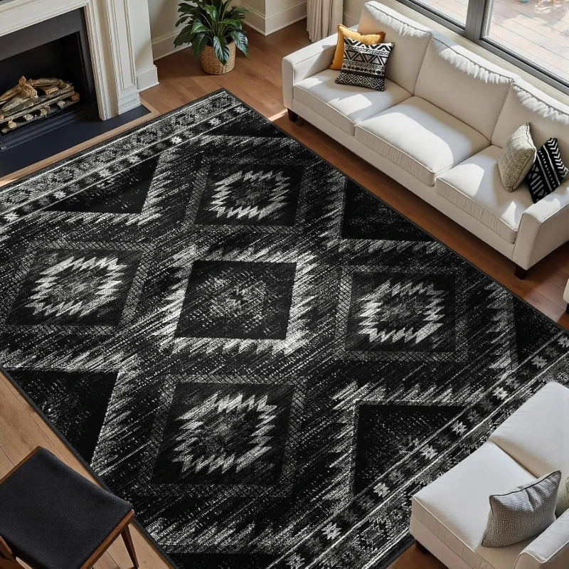Bohemian Retro Living Room Carpet Simple Art Bedroom Plush Rug Machine Washable Folding Sofa Coffee Table Mats 러그 Ковер Alfombra
