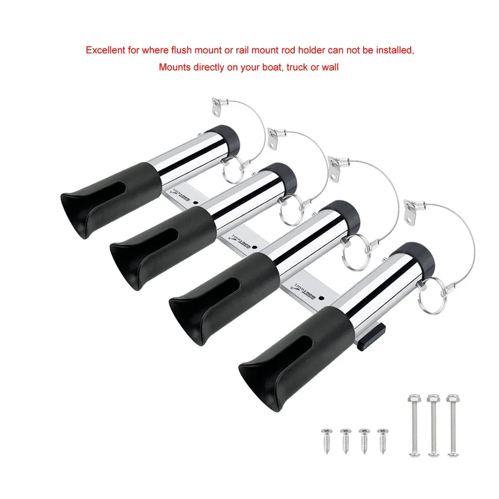 Marine Accessories 4 Tubes Link Slotted Rod Holders Boat Fishing Rod Rack Holder Pole Tube Mount Bracket 316 Stainless Steel