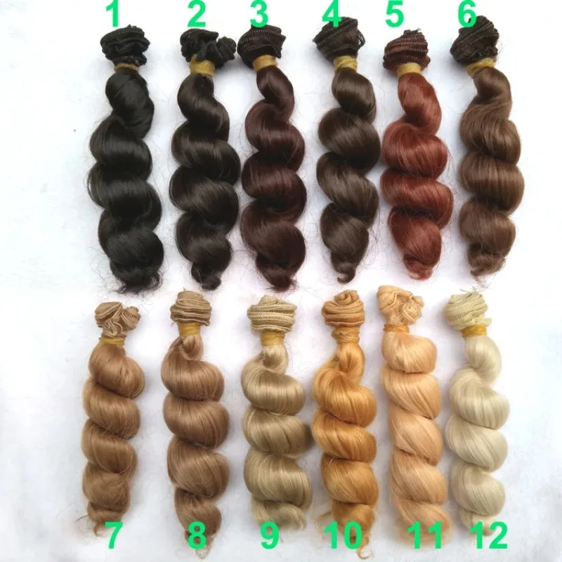 1pcs 15cm X 100cm Brown Flaxen Coffee Black Brown Natural Color High Temperature Curly Doll Wig Hair for 1/3 1/4 1/6 BJD Diy