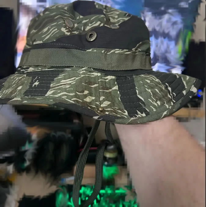 Outdoor Sports Round Brim Hat Tactical Jungle Tiger Spot A-TACS Desert Digital MCAD Camouflage Color Sunscreen