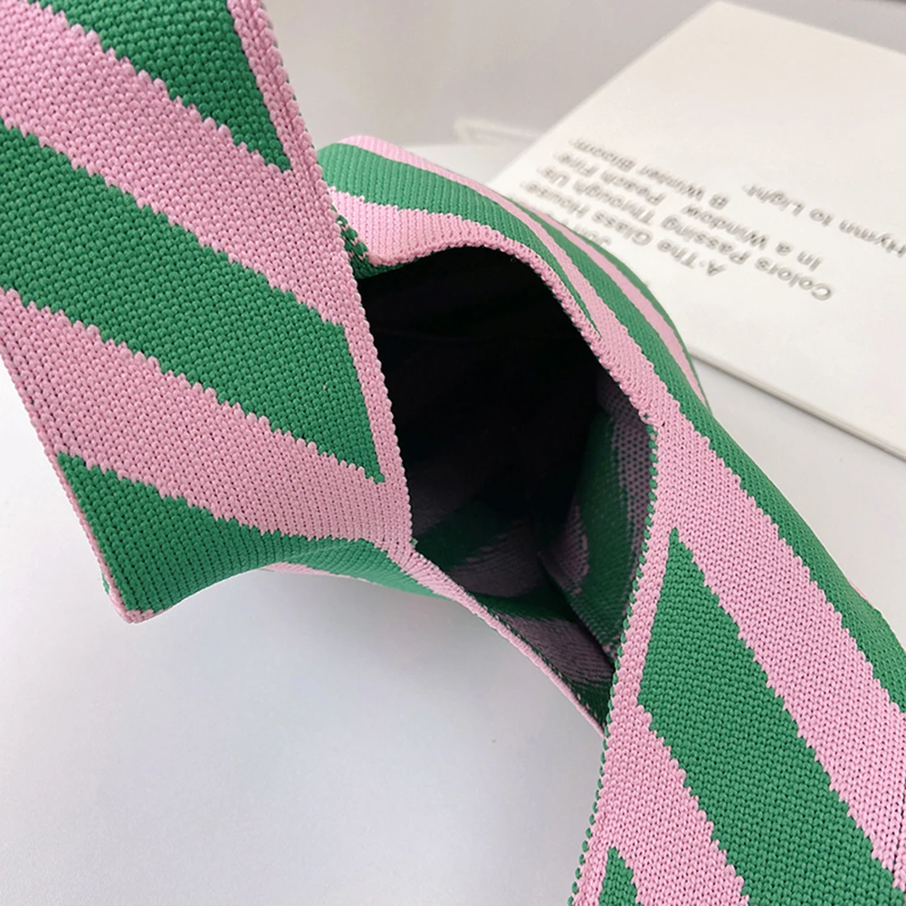 Korean Women Knot Wrist Bag Straw Handle Female Knitted Handbag Mini Knit Tote Bag Purses Ladies Clutch Woven Shopping Bag 2023
