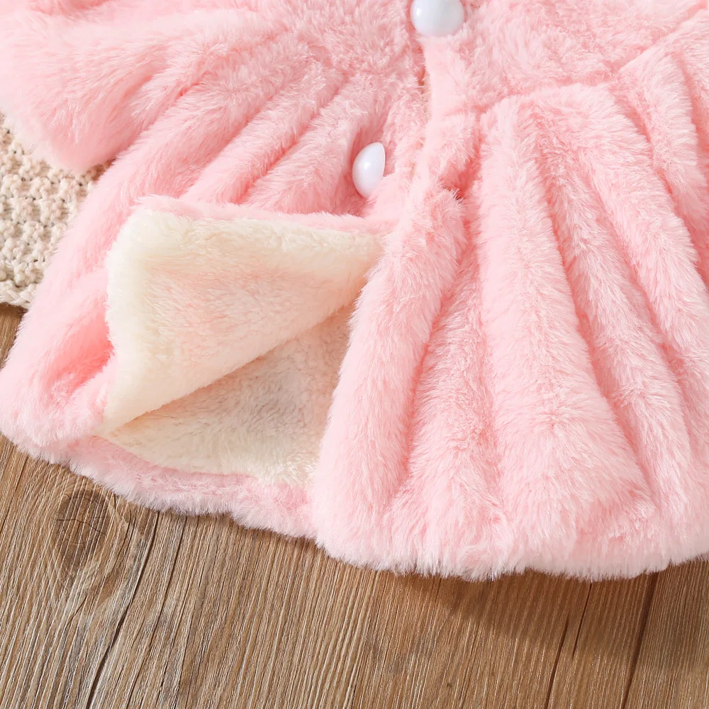Winter Girls Coat Warm Fashion White Pink Rabbit Ears Hooded Cloak Cute Velvet Thick Coat for Baby