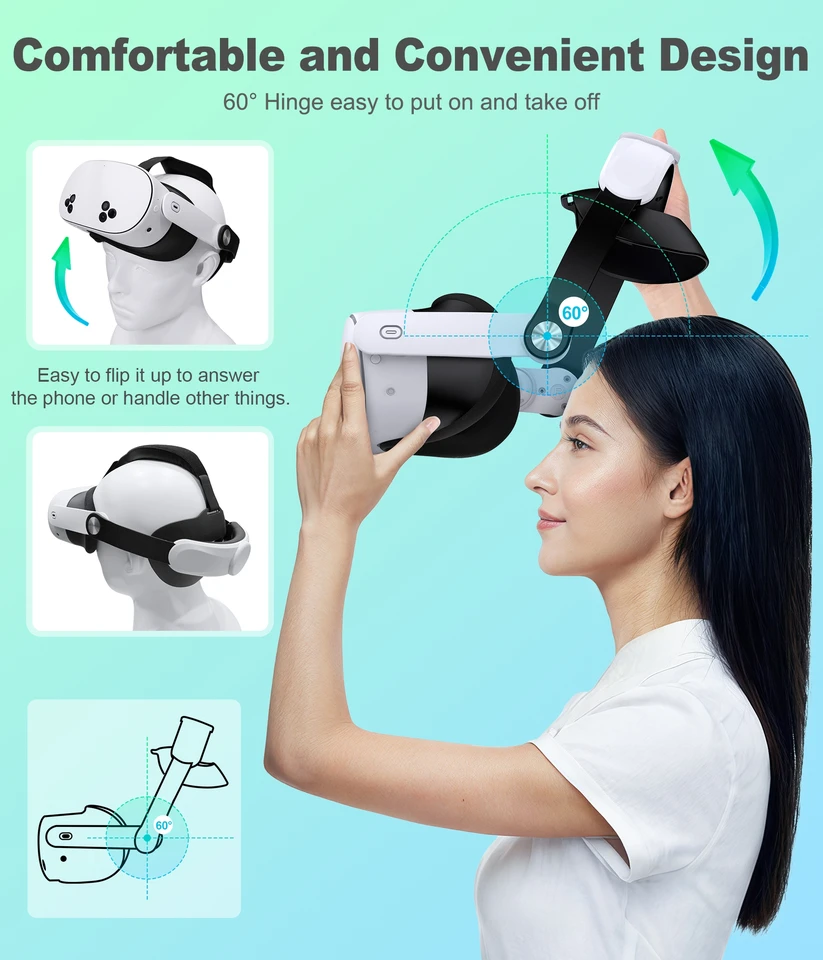 BEBONCOOL MQ5000 Meta Quest 3S/Quest 3/Quest 2 Head For Elite VR Headset Strap Pressure Game_voghion.com