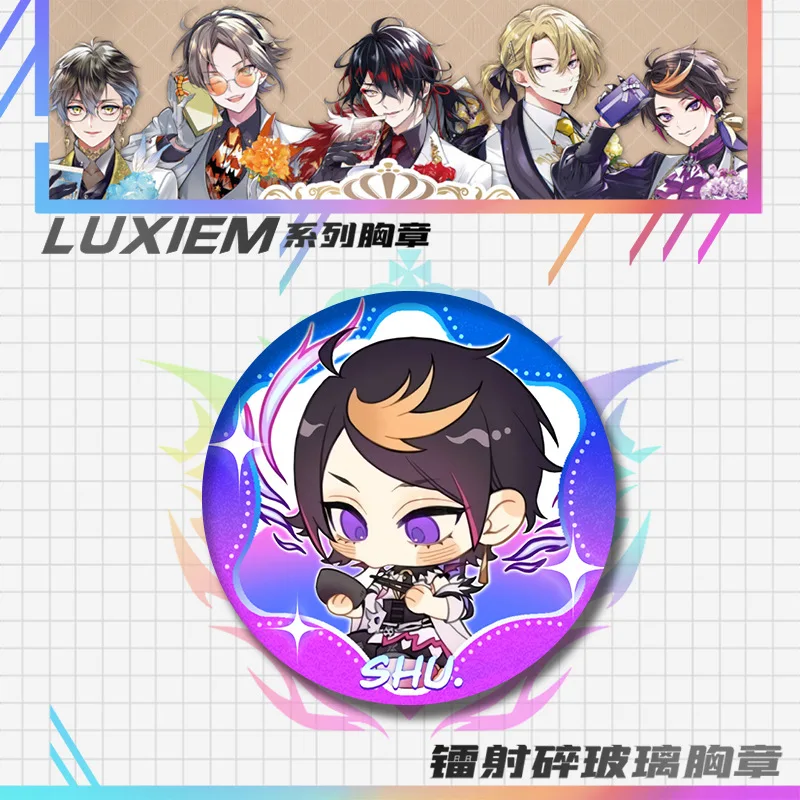 Game Vtuber Luxiem Vox Ike Mysta Shu Luca Anime-Zubehör Cosplay 58mm Laser-Metall-Abzeichen Brosche Anstecknadel Anhänger Spielzeug Geschenk – Detail 9