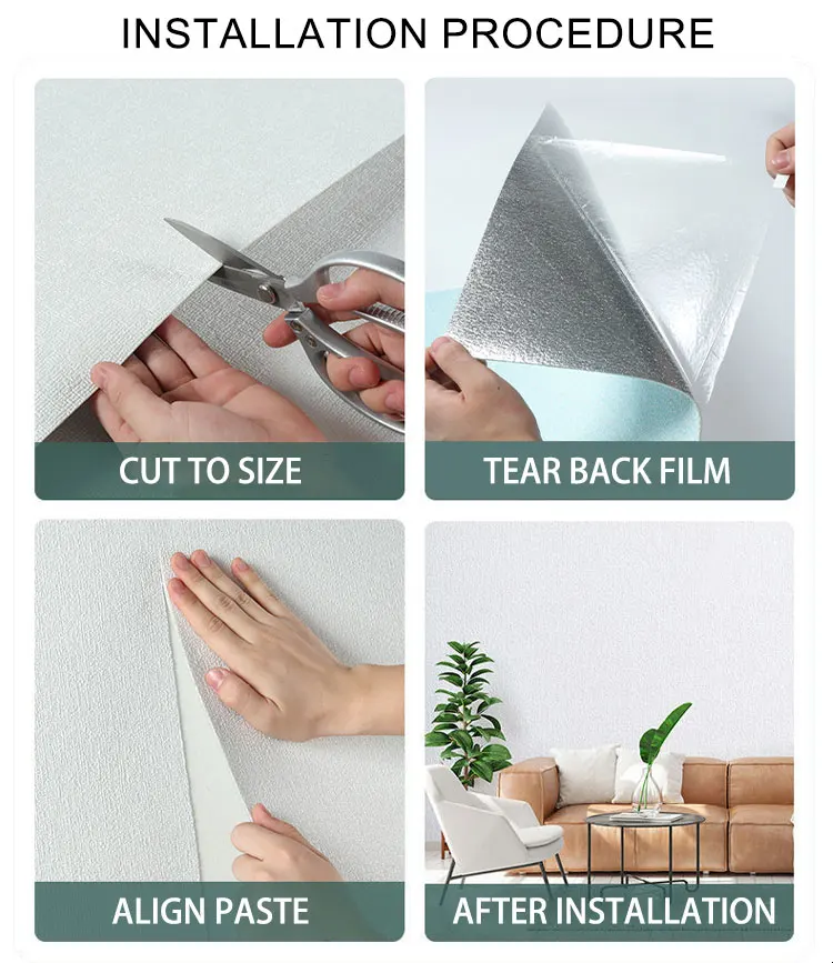 Weißer Schaumstoff 3D-Wandaufkleber, verdickt, wasserdicht, selbstklebend, XPE-Schaumstoff-Tapeten für Wohnzimmer, Schlafzimmer, Heimdekoration – Detail 7