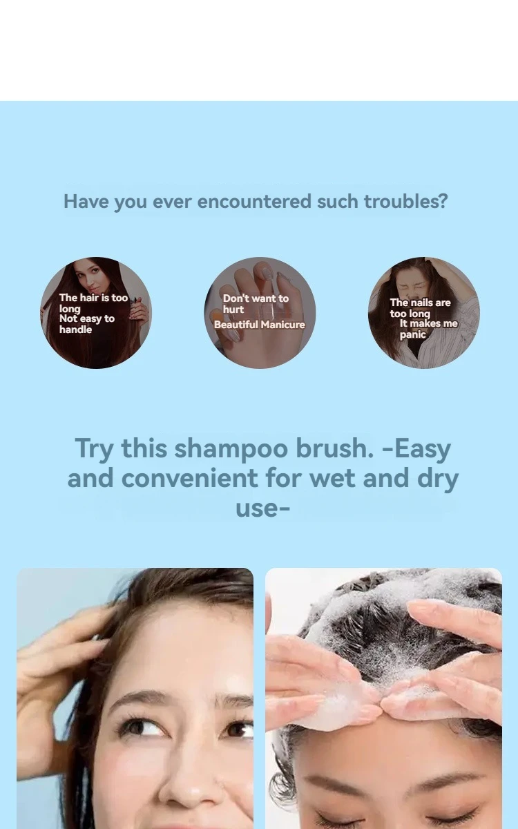 Description Picture 5 of itemScalp Massage Brush, Silicone Shampoo Brush, Long Hair Shampoo Comb Scalp Brush - Salon Beauty Tool Bathroom Accessories