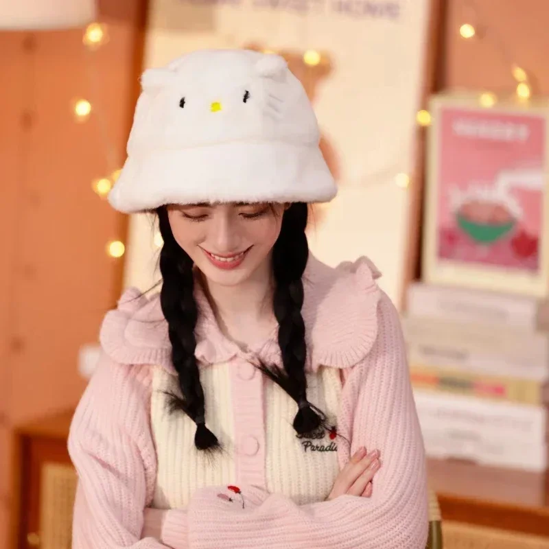 

Anime Sanrio Kuromi New Hat Kawaii HelloKitty Mymelody Autumn Winter Keep Warm Plush Outdoors Hat Cartoon Cute Halloween Gift