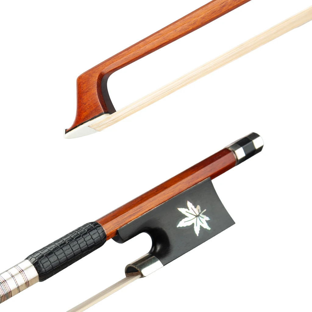 2pcs/1lot Master Level 4/4 Size Pernambuco Bow AA Grade White Mongolia Horsehair Ebony/Ox Horn/Abalone Shell Frog Well Balance