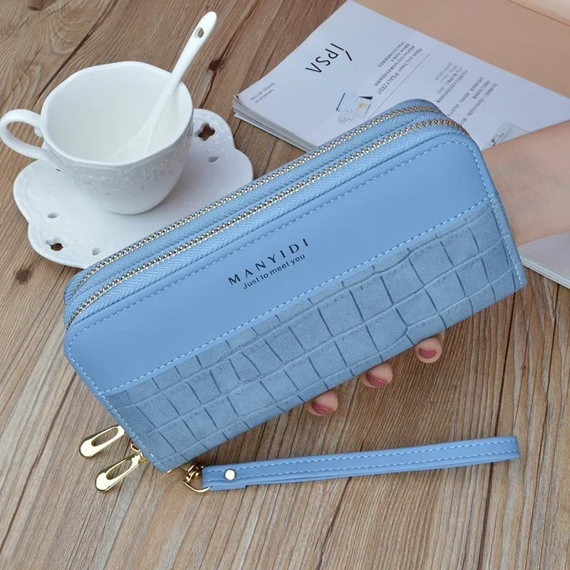 Women's Wallet Female Long Large Capacity Cutch Double Layer Soft Leather Change Mobile Phone Bag Clutch Purse