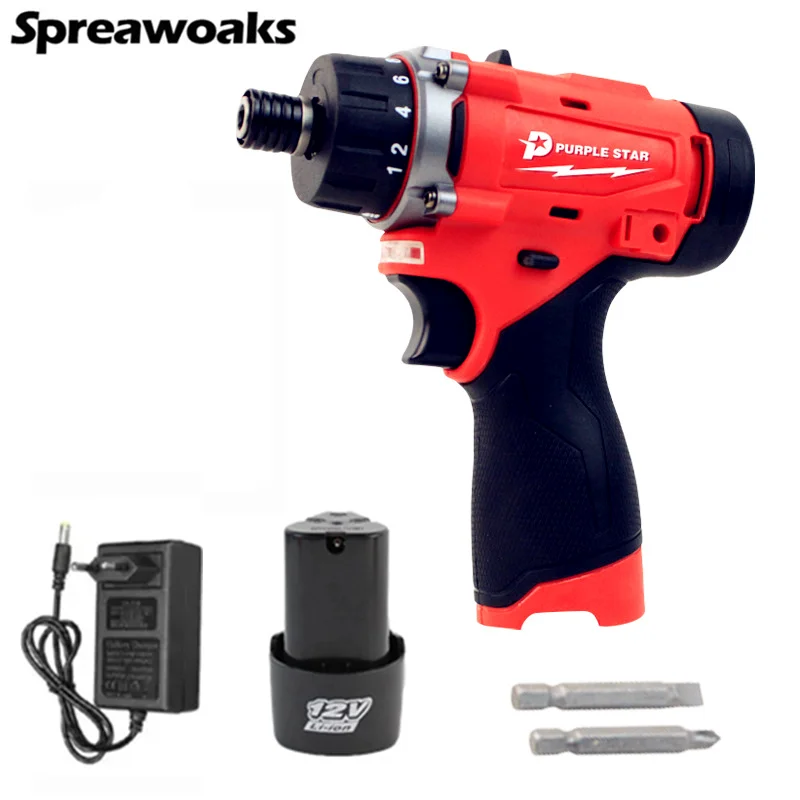 Electric Screwdriver 12V Cordless Drill Screw Driver Power Tools Repairing Kit With Battery & Charger