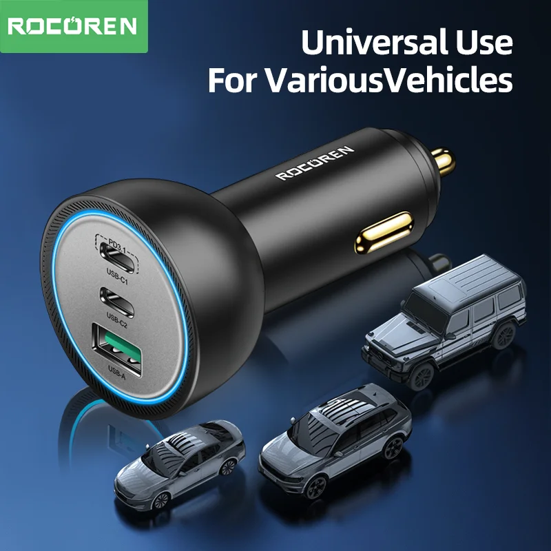 Rocoren-USB Type-C Quick Charge 165W 3.1カーチャージャー,iPhone,Samsung用の急速充電器,PD  140,5.0 - AliExpress