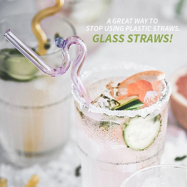 Reusable Bent Glass Straws Thick Lengthening Cute Curved High Borosilicate  Glass Drinking Straws for Milk Tea Milkshakes Smoothies, 1pc 