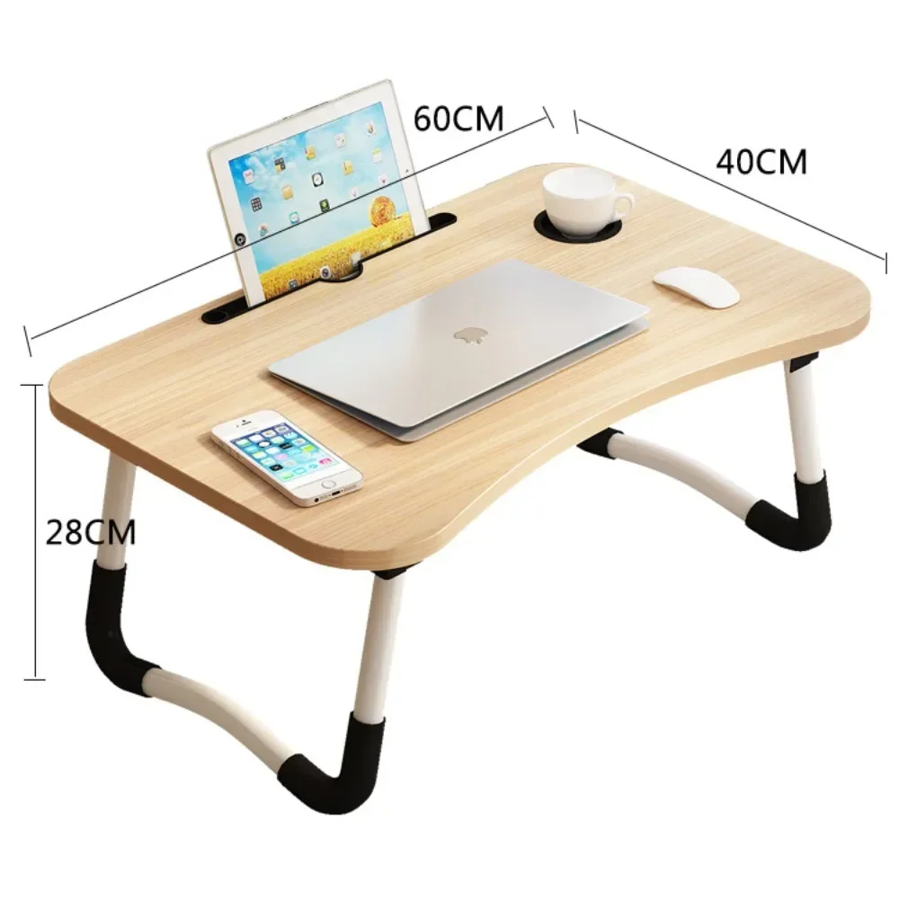 Foldable Learning Desk Folding Computer Desks Portable Lap Table Lazy Person Dormitory Study Desks with Card Slot Laptop Desk