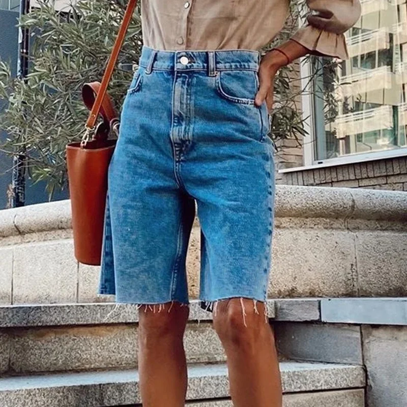 Women High Waist Slim Tassel Tight Five-point Denim Shorts Casual Sexy Streetwear New Fashion Denim Shorts Washed Female Summer
