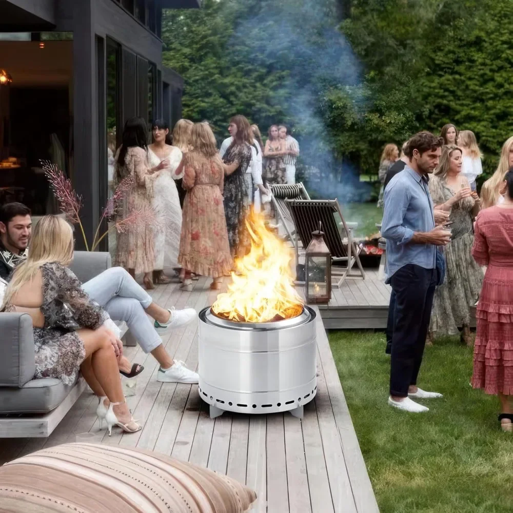 19.5 inch Smokeless Fire Pit with Carry Bag Stainless Steel Outdoor Smokeless Firepit Wood Burning Fire Pits for Camping Bonf