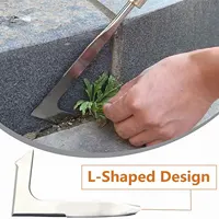 L Shaped Hand Crevice Weeder Root Remover Tool Outdoor Weeder Portable Weed Puller Handled Up Manual Stainless Steel Garden Tool 2