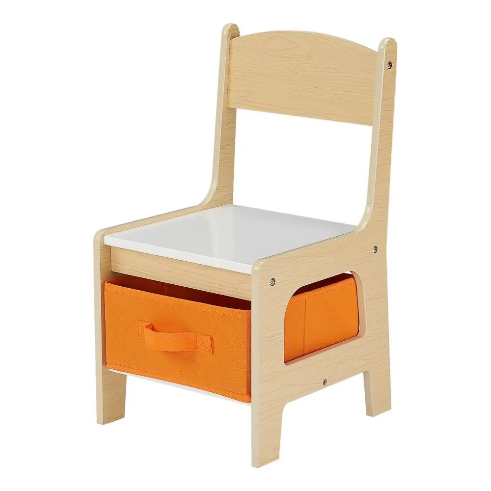 Kids 3 Piece Wooden Table and Chair Set Multifunctional Storage Whiteboard Chalkboard Pull Out Storage Play Art Craft 6