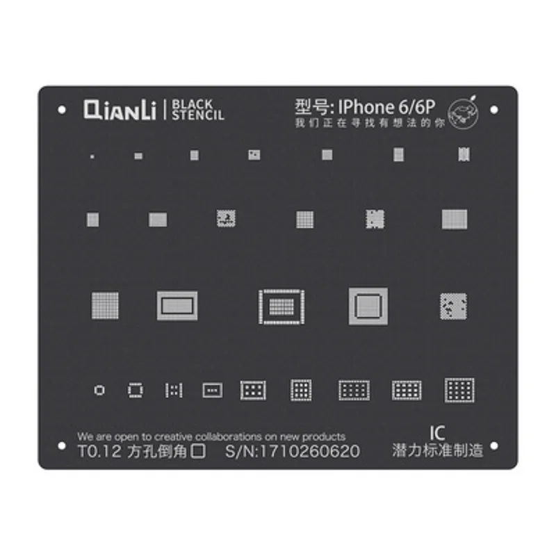 

Трафарет Qianli Black Plus BGA для ремонта микросхем 6-11Promax NAND IC Chip, квадратное отверстие, Оловянная паяльная сеть для посадки