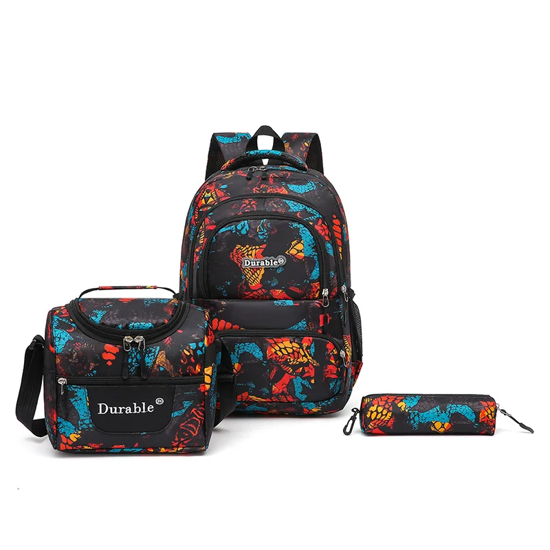 Children School Bags for Boys Set Schoolbag Primary Book Bag School Backpack with Lunch Bag 3Pcs Kids Waterproof Travel Rucksack 1