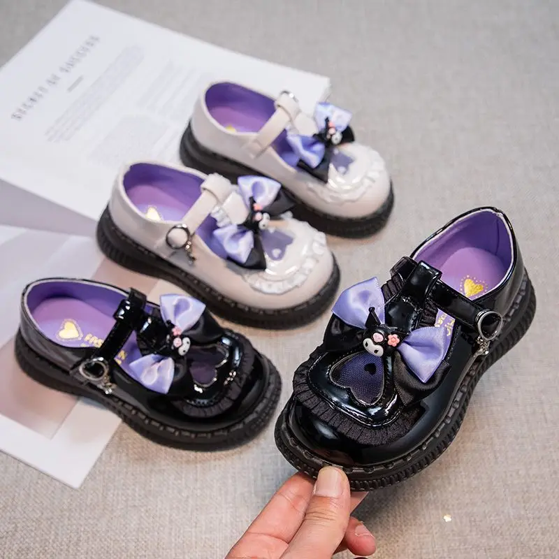 2024 new Kulomi Western Style Baby Princess balck white Girls' Spring And Summer Cool Leather Shoes Lightweight children shoes 3