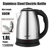 1.8L 220V Stainless Steel Electric Kettle Silver Black Base Separation Desion Rust-resistant Durable for Home During Travel 1