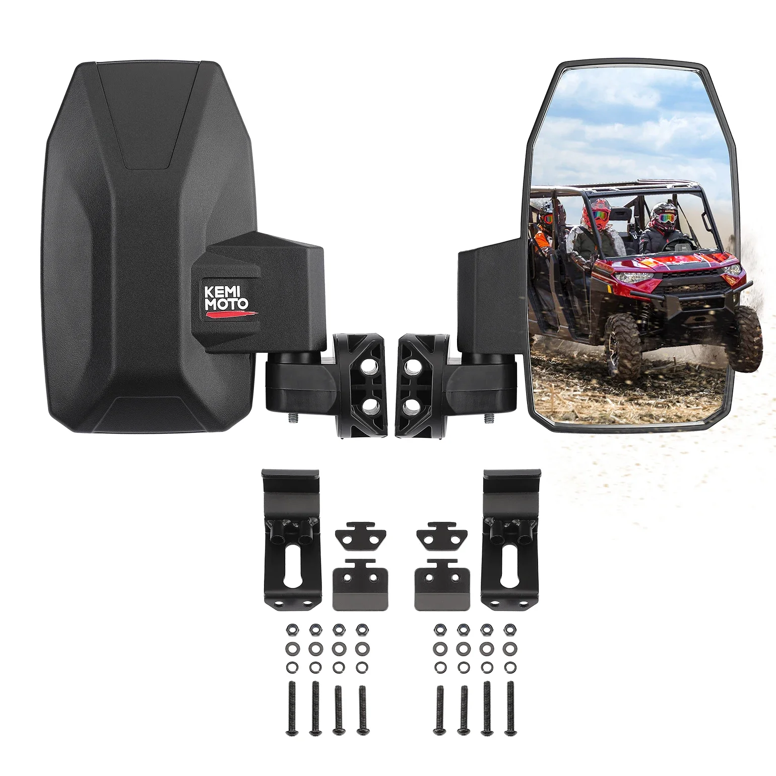 ACEC SHOP UTV Side Mirrors With LED Lights - Foldable, For Polaris Ranger, Can-Am Defender, General