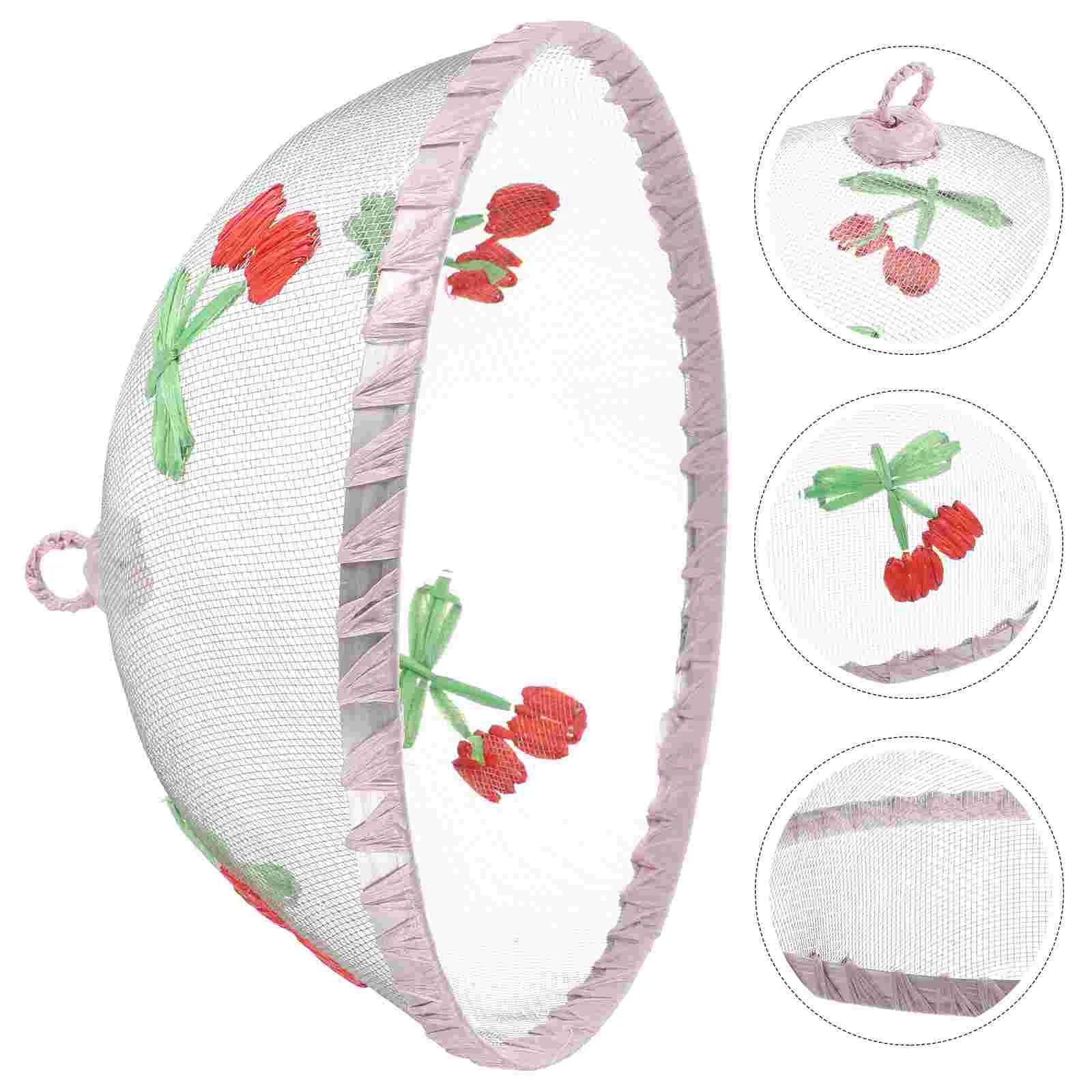 

Mesh Cover with Pattern Mesh Protectors Anti Fly Round Tent Domes Cake Cover for Outdoor Picnic Home Kitchen ( As Shown )