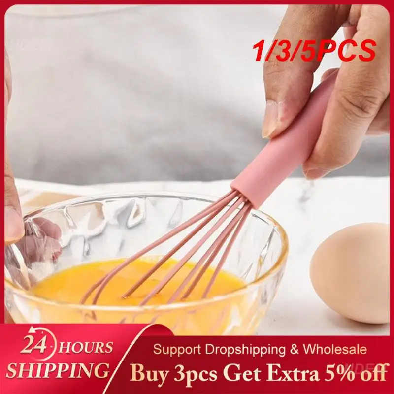 1/3/5PCS Mini Silicone Egg Whisk Easy Storage Houseware Stainless Steel Egg Beater Easy To Use Green Kitchen Supplies Whisk