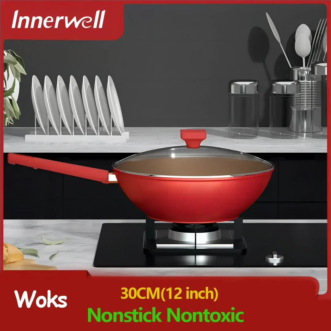 Innerwell 12 Inch Kitchen Frying Pan Glass Lid Nonstick Toxin Free Skillet  Multipurpose Stir Fry Pan Compatible with All Stoves - AliExpress