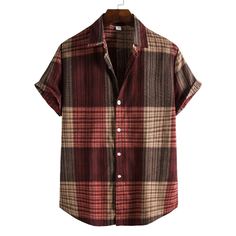 Men's Retro 90s Printed Shirts Hawaiian Short Sleeved Button Up Shirt Tropical Vacation Beach Shirt Men's Casual Loose Tops