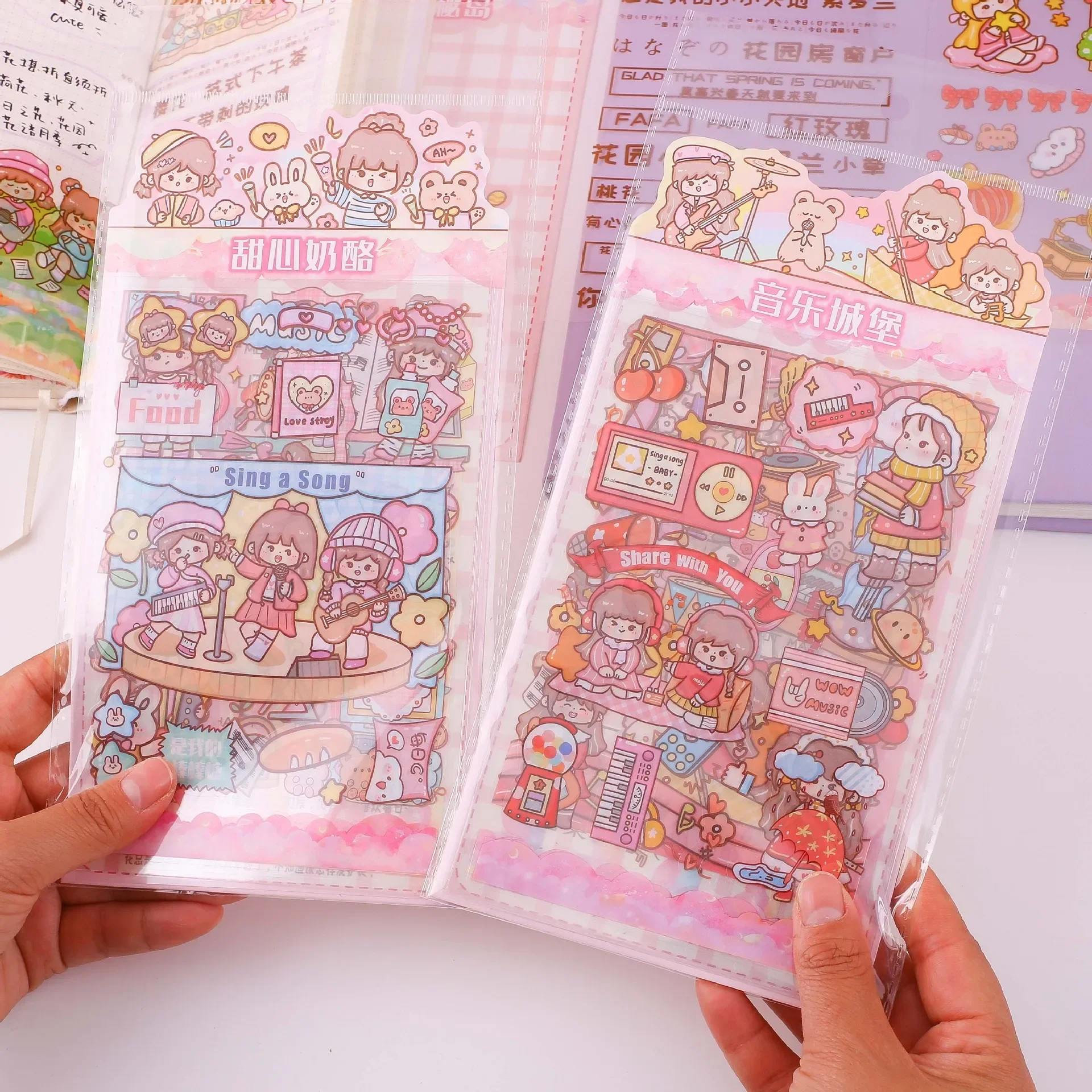 

6PCS PET waterproof hand ledger stickers, figure stickers, girl sets, transparent water cups, decorative girls and children