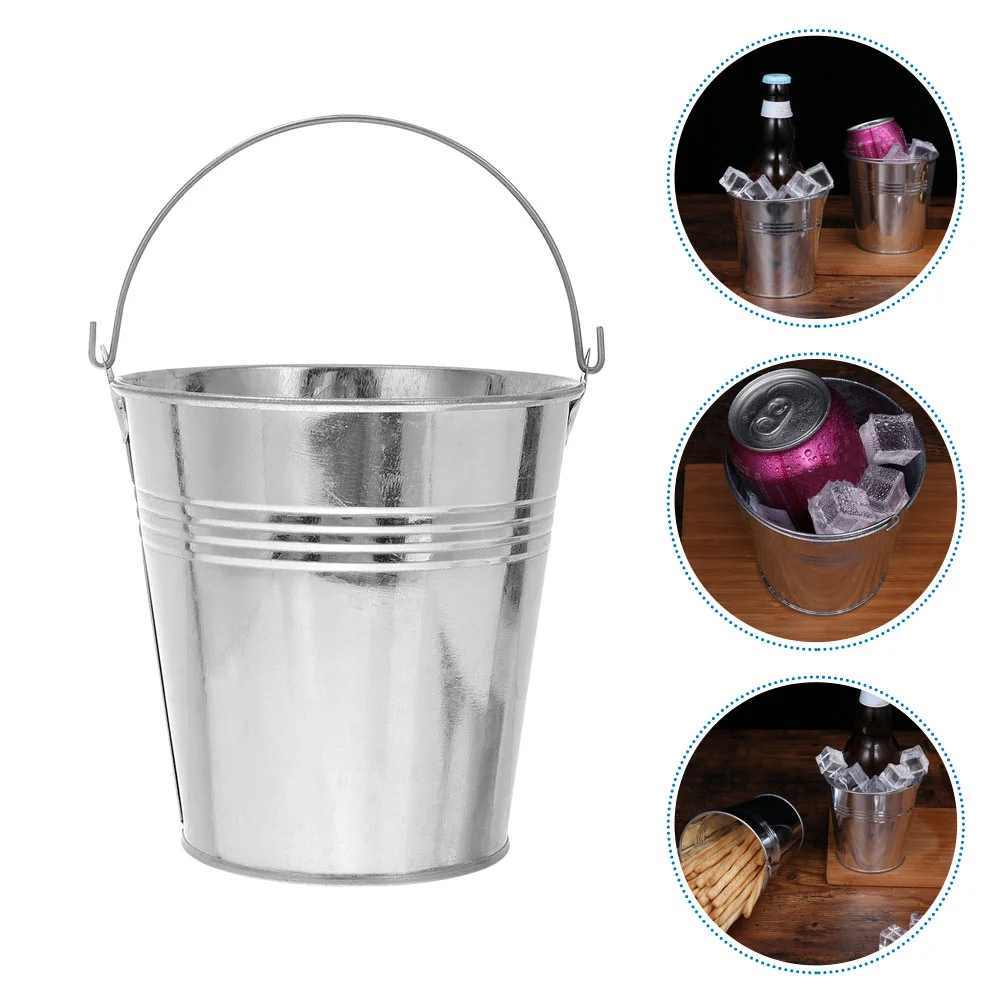 Mini Metal Buckets Handles Small Galvanized Tin Pails Planter Pot Candy Bars Crafts Flower Vase Mini Toy French Fries Party