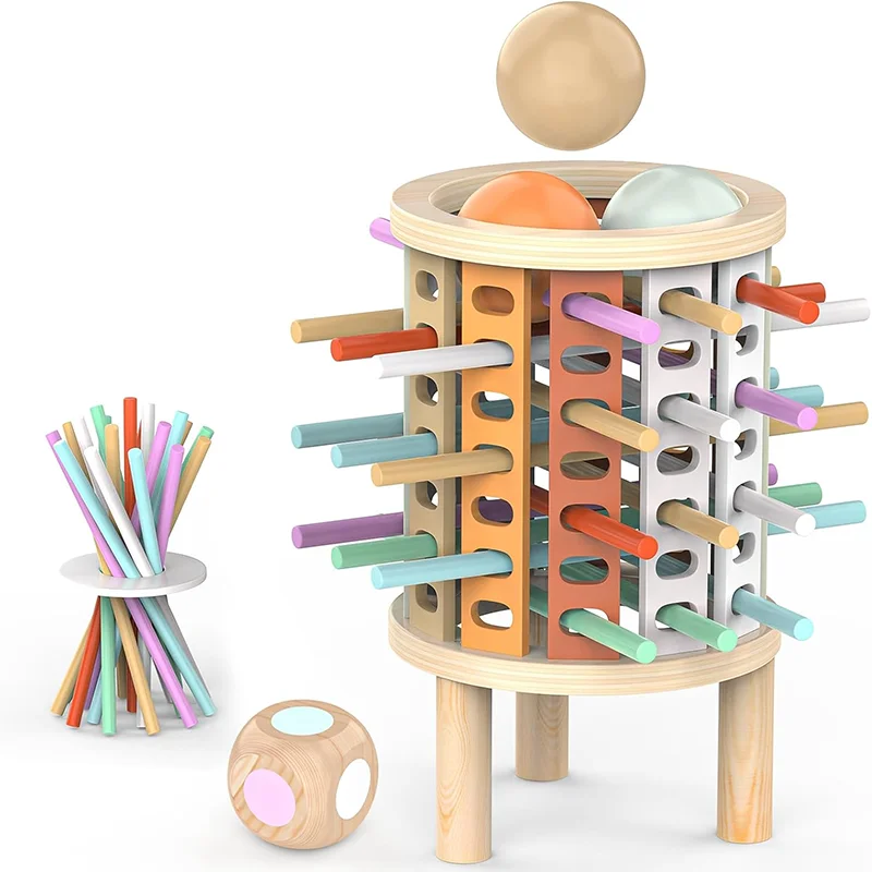 Kids Balance Tower Pick Up Wooden Sticks Social Board Game Logic Thinking Challenge Brain Game Math Count Intellectual Toy Gift