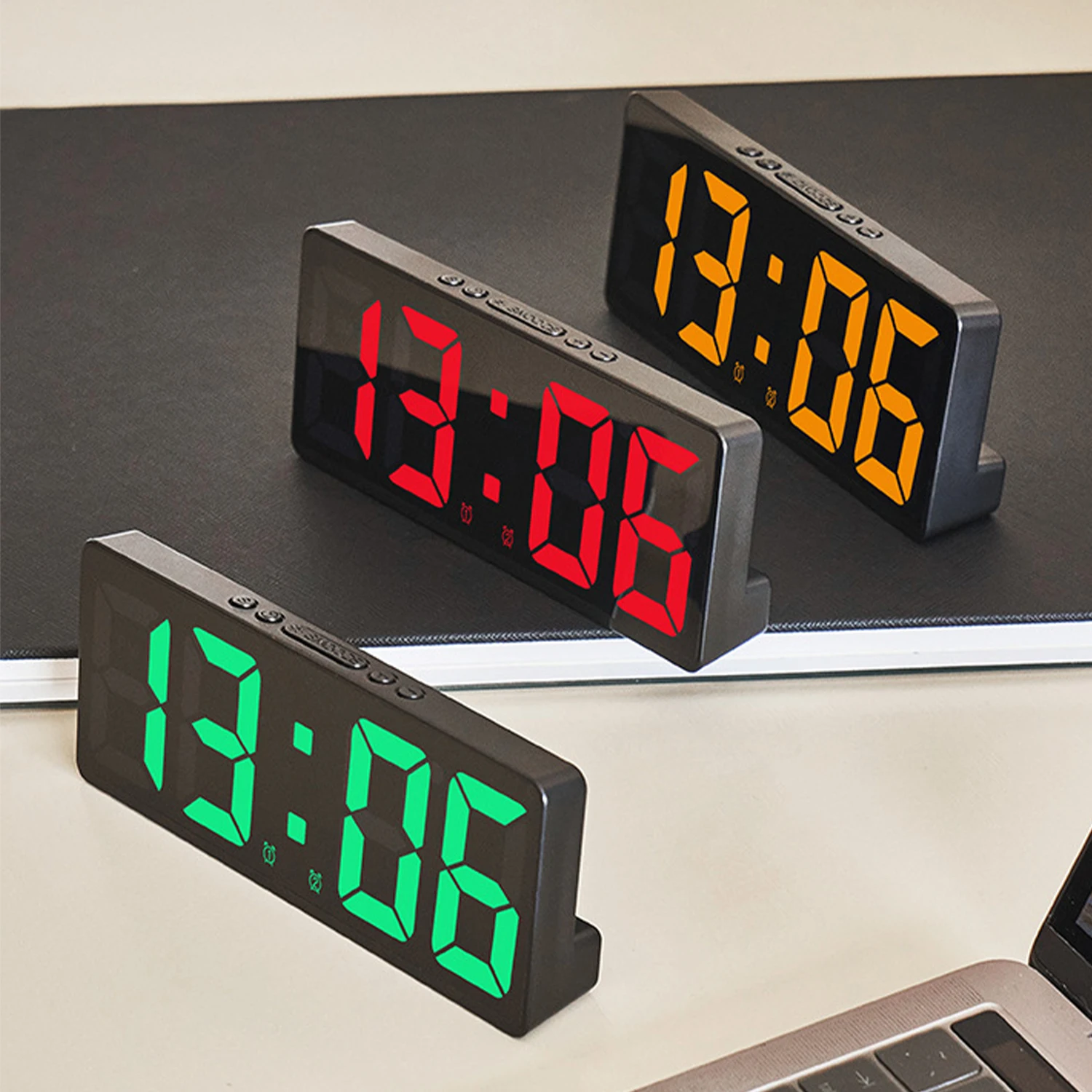 

Creative Number Clock Color Nightlight Temperature Calendar Alarm Clock LED Large Number Electronic Clock Backlight Home Decor