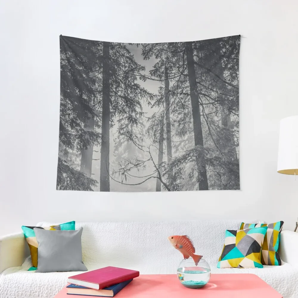Nature Forest - Black and White Trees in Winter Tapestry Home Decor Accessories Room Decor For Girls Tapestry