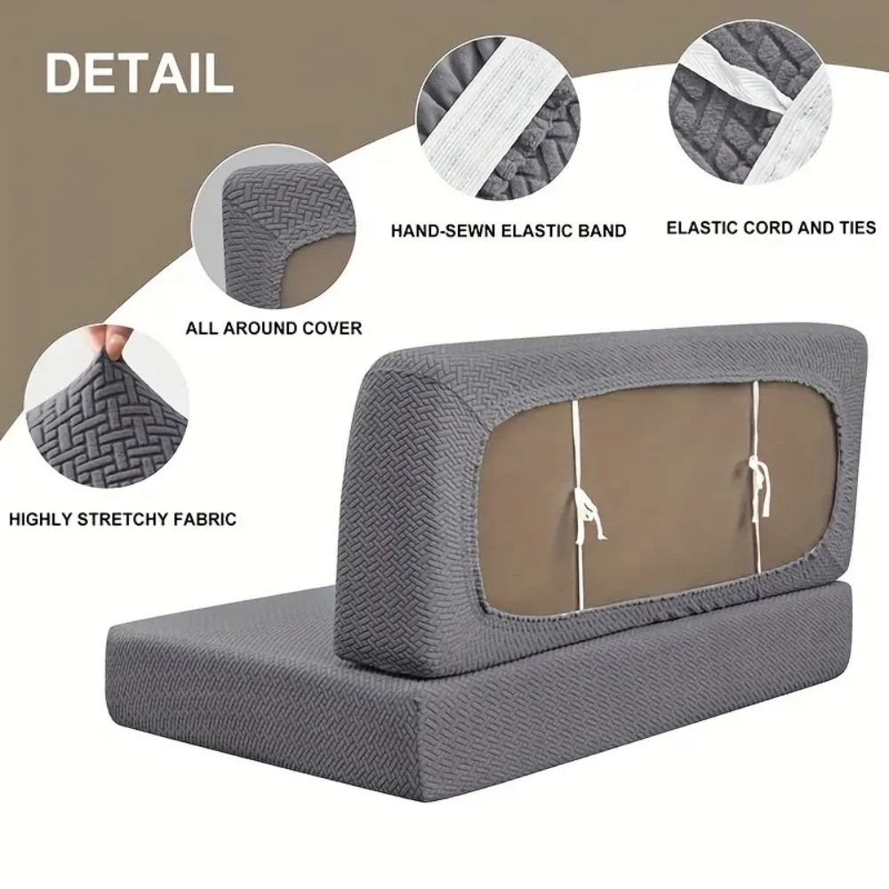 2pcs/set Stretch RV Dinette Cushion Covers Jacquard Elastic Armless Booth Seat Covers RV Camper Car Bench Recreational Vehicle 2