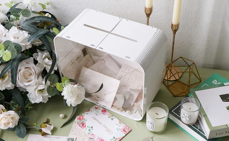 Description Picture 6 of itemOurwarm Acrylic Wedding Card Box  Gift Card Box for Wedding Reception, for Party Graduation Baby Shower Birthday Decorations