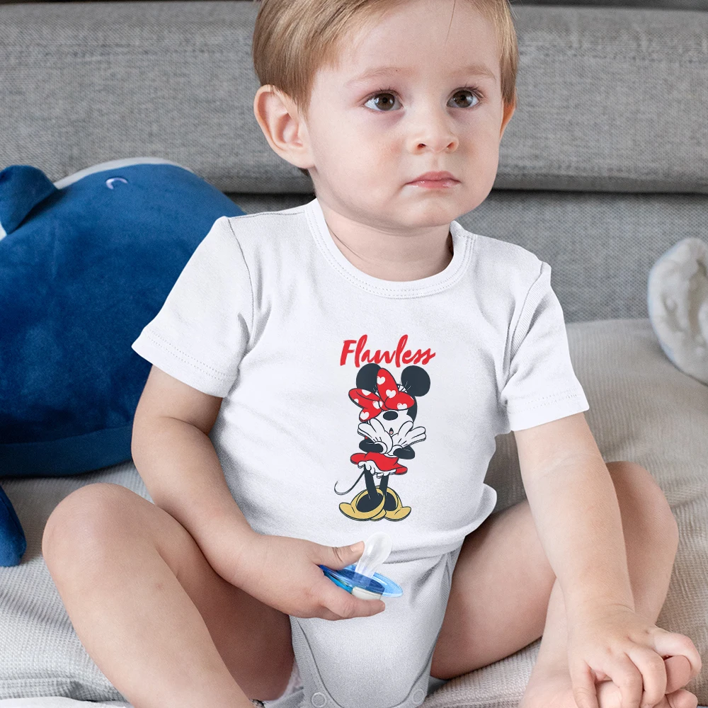 

Disney White Baby Jumpsuit 0-24 Size Unisex Y2K New Onesie Short Sleeve Fashion Minnie Mouse Print Graphic Minimalist Popular
