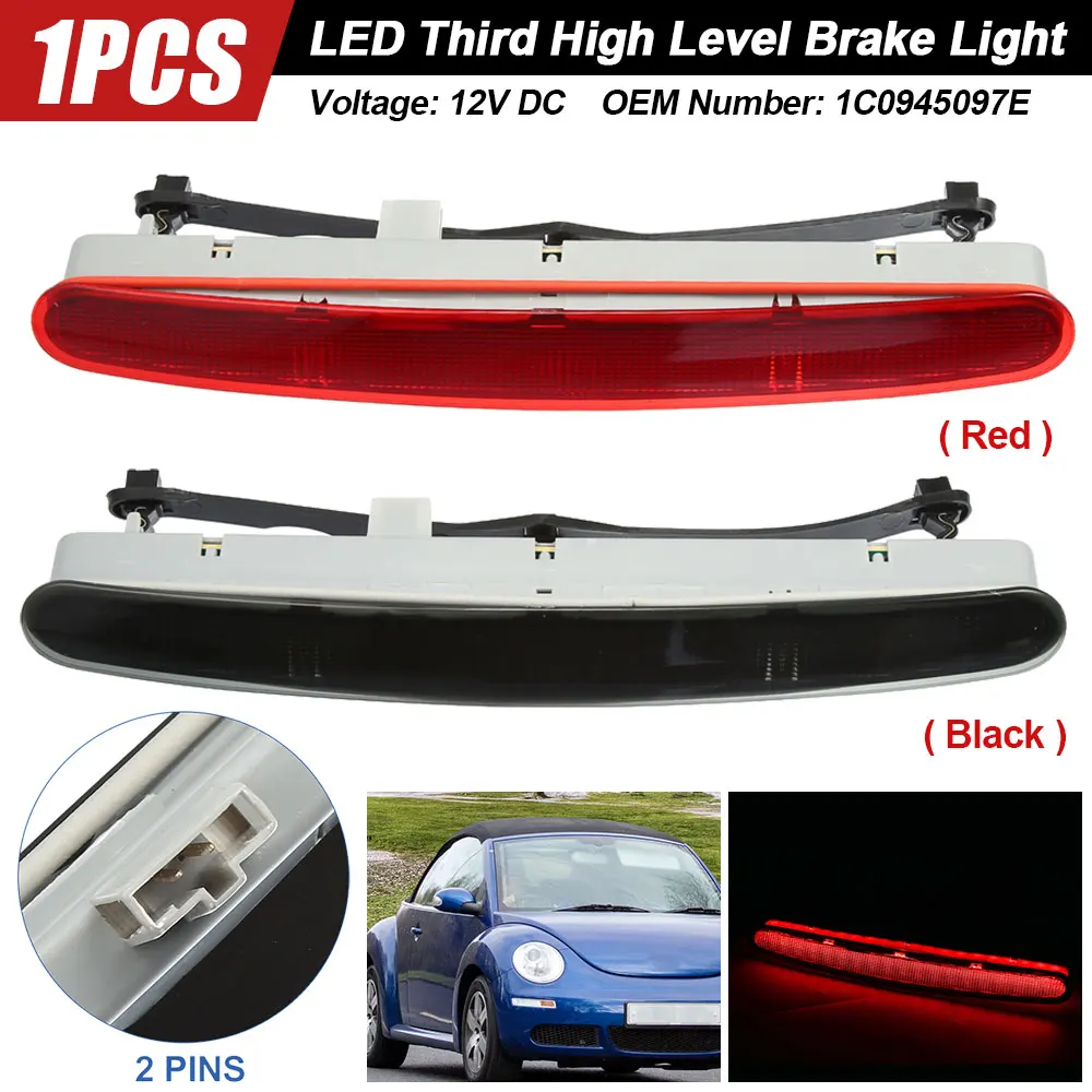 

1pcs High Level Third Rear Brake Stop Light 1C0945097E for Vol-kswagen Black High Brake Lamp High mounted brake light