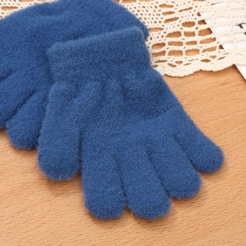 1 Pair Warm Furry Young Kid Gloves Sporty Simplicity Cold-proof Solid Split Gloves for Toddler Autumn Winter Warm Outdoor