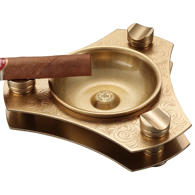 Cigar Ashtray Vintage Antique Brass Decoration Large Cigar Extinguisher Gift Box Packaging Smoking Accessories