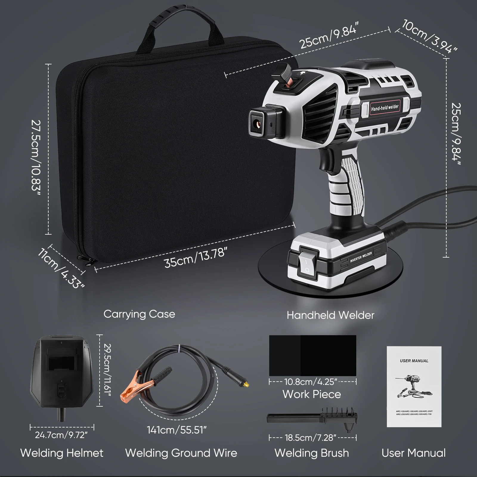 Handheld Welder IGBT Inverter Welding Machine 20-120Amp Adjustable ARC Welding Suitable for 3/32&Prime;-1/8&Prime; Rods