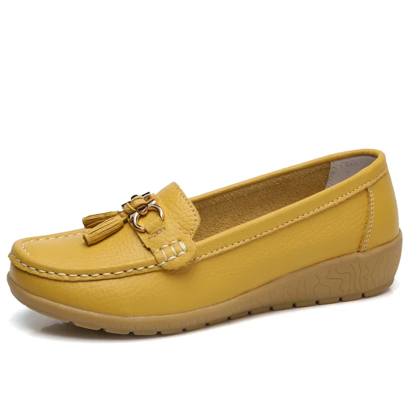 Boat shoes women fashion sneakers genuine leather shoes tassel fringe casual round toe ladies flat D031
